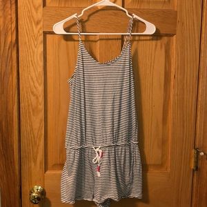A striped grey and white romper
